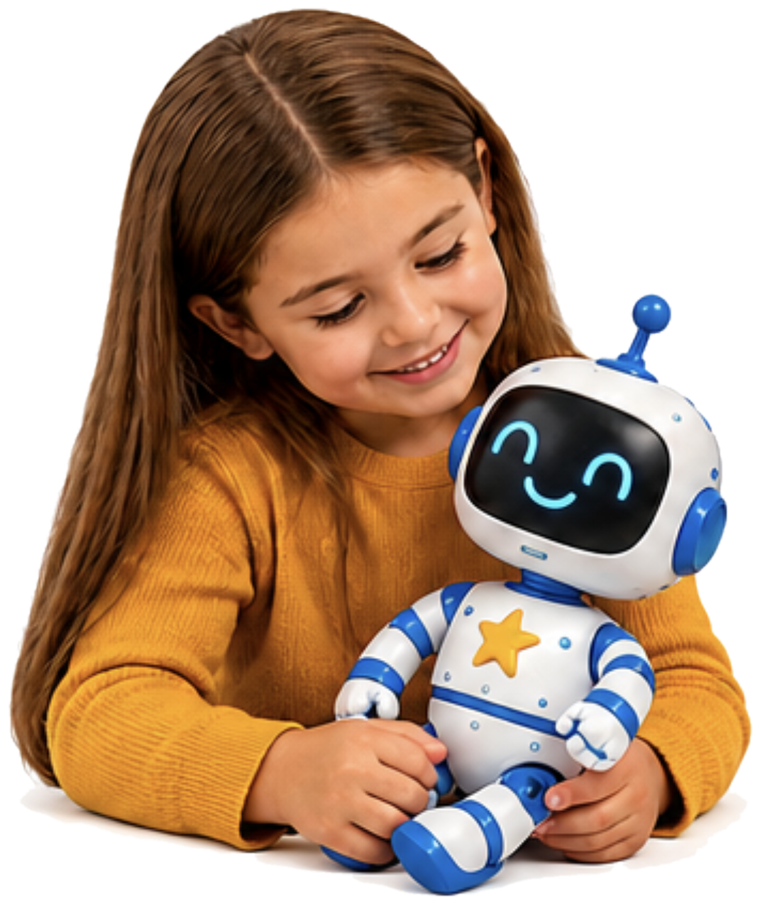 A girl with her robot